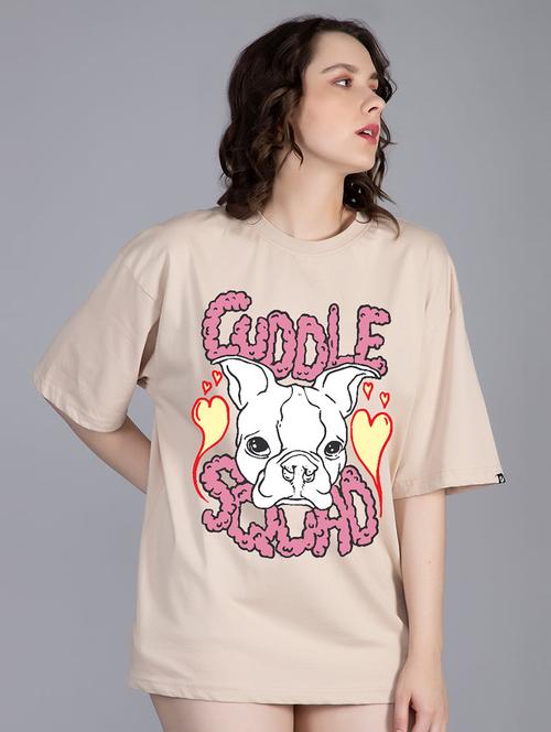 women round neck front printed t-shirt - 21093455 - Very Small Image - 1
