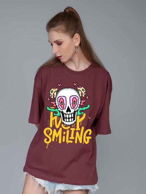 women round neck front printed t-shirt - 21093476 - Very Small Image - 1