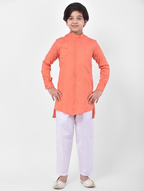 boys solid long sleeve kurta set - 21093739 - Very Small Image - 1