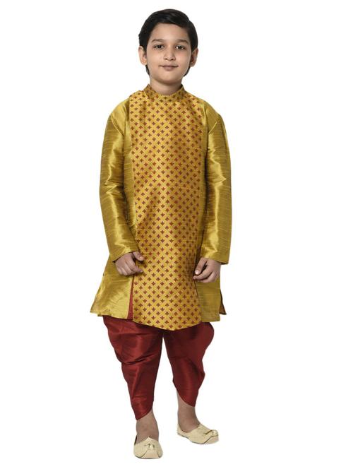 boys silk dhoti kurta ethnic wear set - 21093754 - Very Small Image - 1