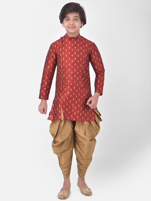 kids long sleeve dhoti kurta set - 21093785 - Very Small Image - 1