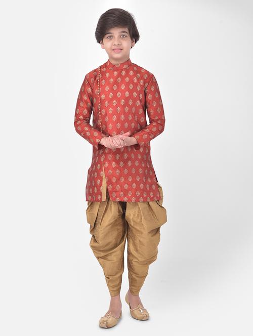 kids long sleeve dhoti kurta set - 21093788 - Very Small Image - 1