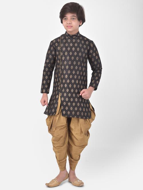 kids long sleeve dhoti kurta set - 21093807 - Very Small Image - 1