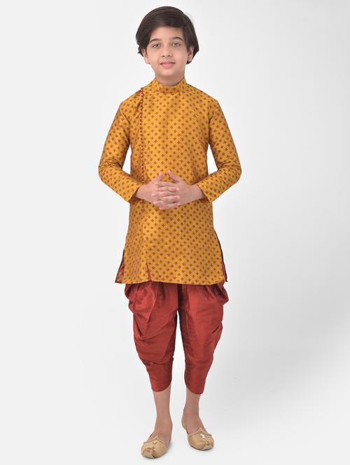 kids long sleeve dhoti kurta set - 21093810 - Very Small Image - 1