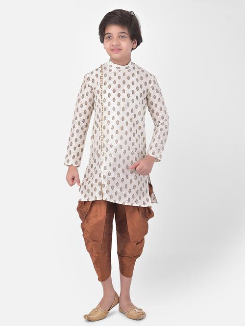 kids long sleeve dhoti kurta set - 21093820 - Very Small Image - 1