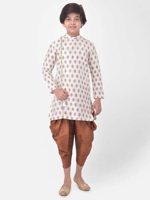 boys printed long sleeve dhoti kurta set - 21093822 - Very Small Image - 1