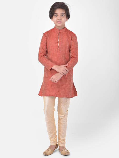 red jacquard kurta set - 21093830 - Very Small Image - 1