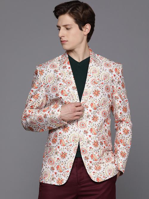 men printed single breasted casual blazer - 21093899 - Very Small Image - 1