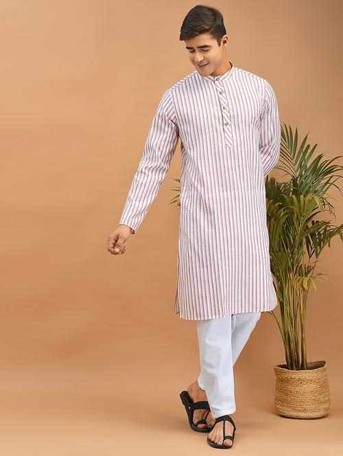 men long sleeve kurta pyjama set - 21094139 - Very Small Image - 1