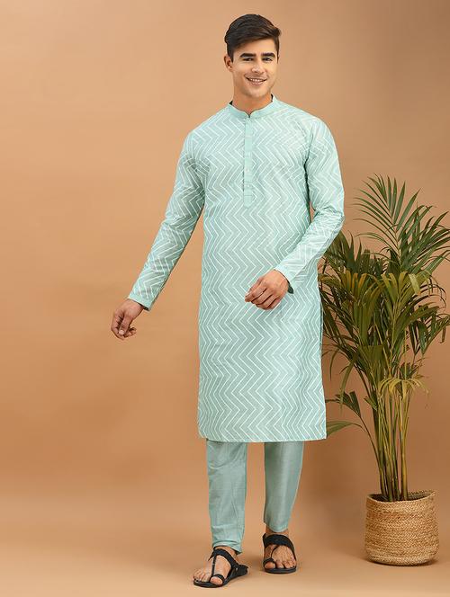 men long sleeved kurta pyjama set - 21094195 - Very Small Image - 1