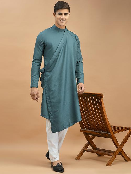 men long sleeved kurta pyjama set - 21094244 - Very Small Image - 1