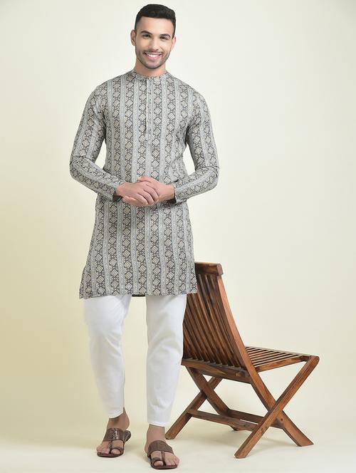 men long sleeved kurta pyjama set - 21094263 - Very Small Image - 1