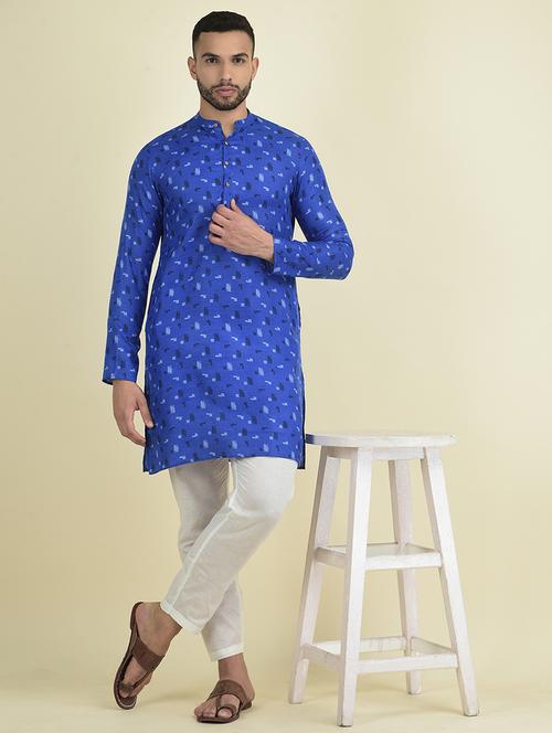 blue cotton kurta pyjama ethnic wear set - 21094364 - Very Small Image - 1