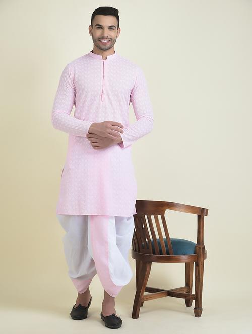 pink cotton dhoti kurta ethnic wear set - 21094381 - Very Small Image - 1