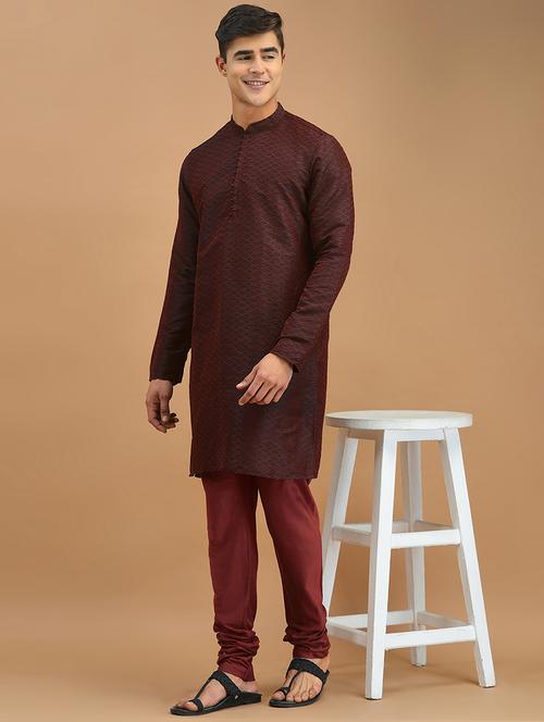 men mandarin neck kurta churidar set - 21094406 - Very Small Image - 1