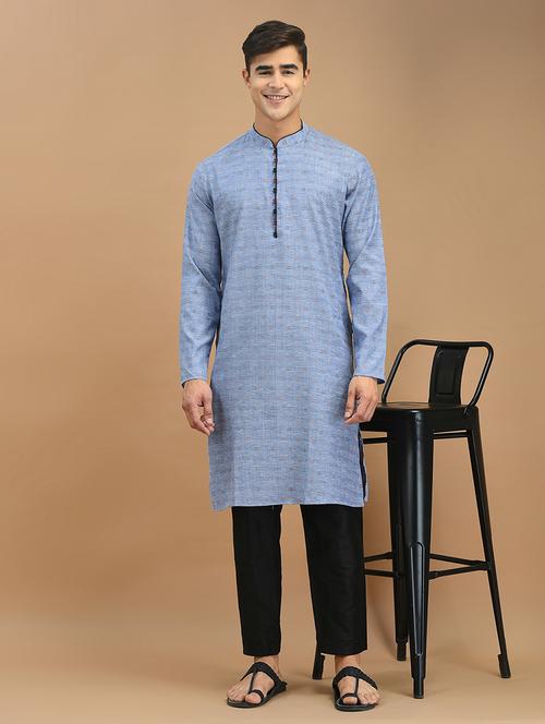 men long sleeve kurta with trouser set - 21094443 - Very Small Image - 1
