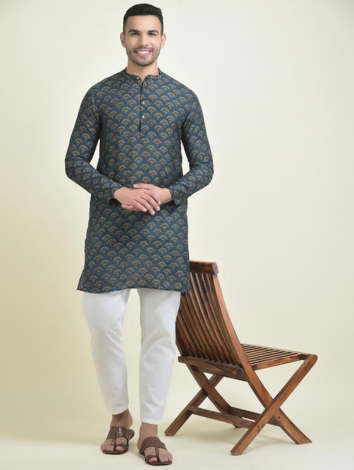 men long sleeve kurta pyjama set - 21094537 - Very Small Image - 1