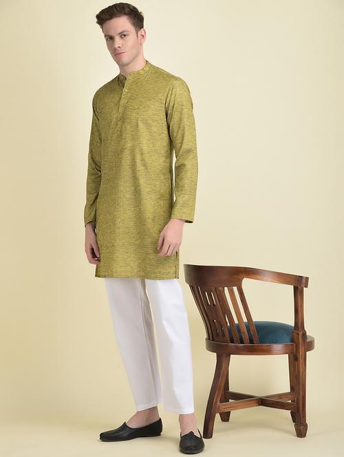 green cotton blend kurta pyjama ethnic wear set - 21094884 - Very Small Image - 1