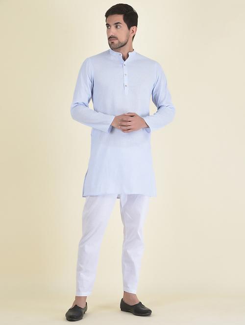 men long sleeved kurta pyjama set - 21095023 - Very Small Image - 1