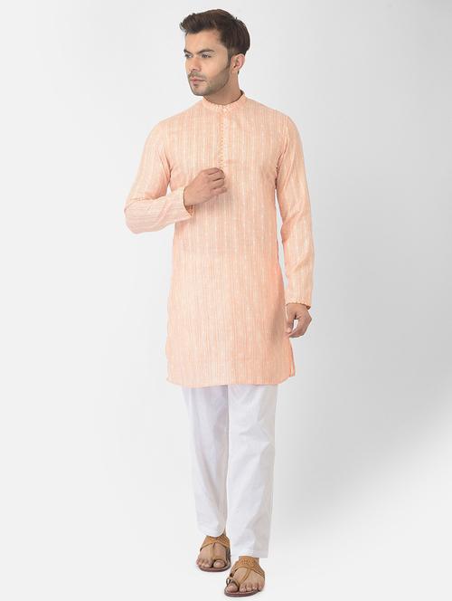 orange cotton kurta with trousers ethnic wear set - 21095064 - Very Small Image - 1