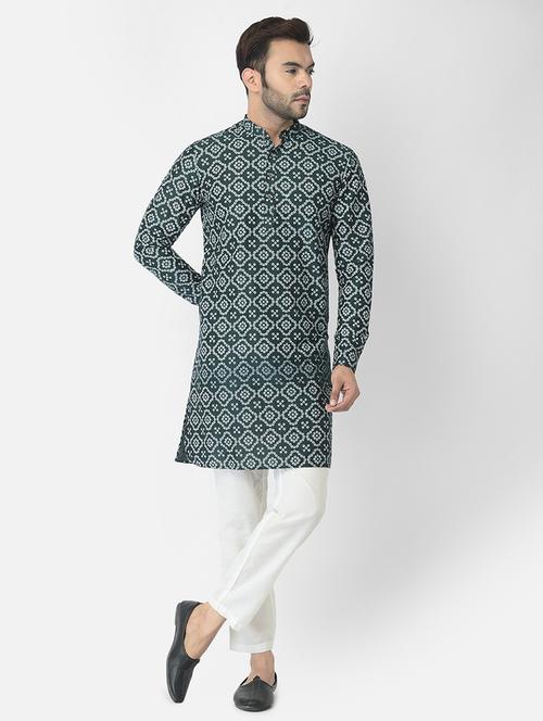 men bandhani kurta & trouser set - 21095083 - Very Small Image - 1