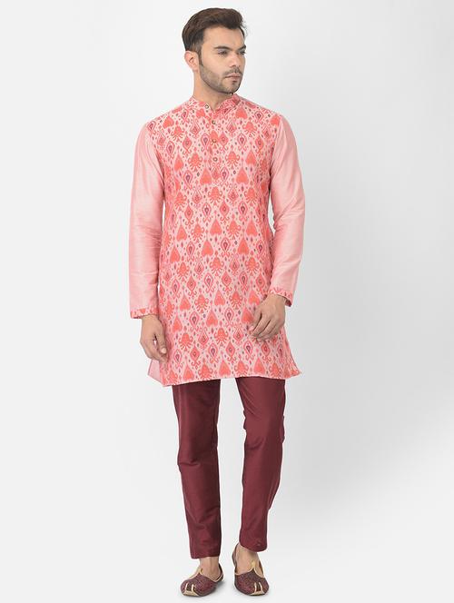 pink cotton blend kurta with trousers ethnic wear set - 21095281 - Very Small Image - 1