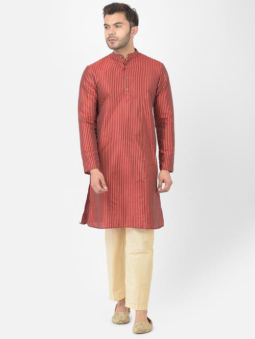 men striped kurta with trouser ethnic wear set - 21095295 - Very Small Image - 1