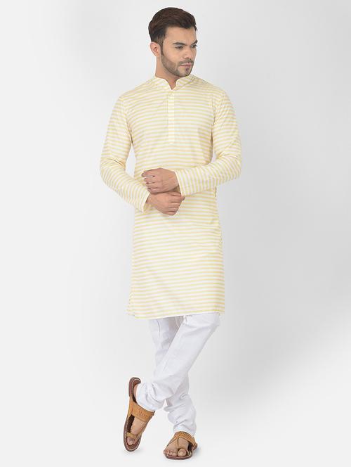 yellow cotton kurta churidar ethnic wear set - 21095332 - Very Small Image - 1