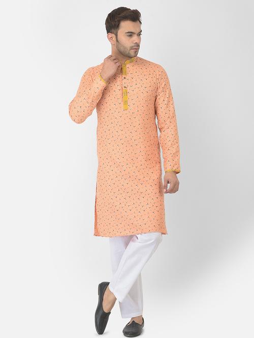 men printed mandarin neck kurta with trouser - 21095347 - Very Small Image - 1