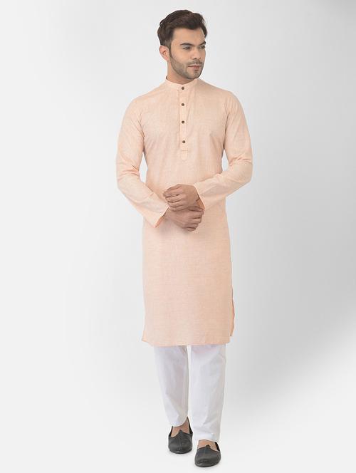 orange cotton kurta pyjama ethnic wear set - 21095351 - Very Small Image - 1