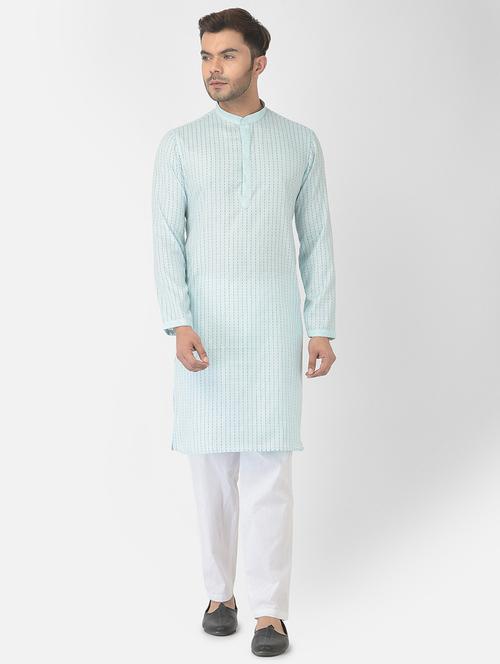 blue cotton kurta pyjama ethnic wear set - 21095394 - Very Small Image - 1
