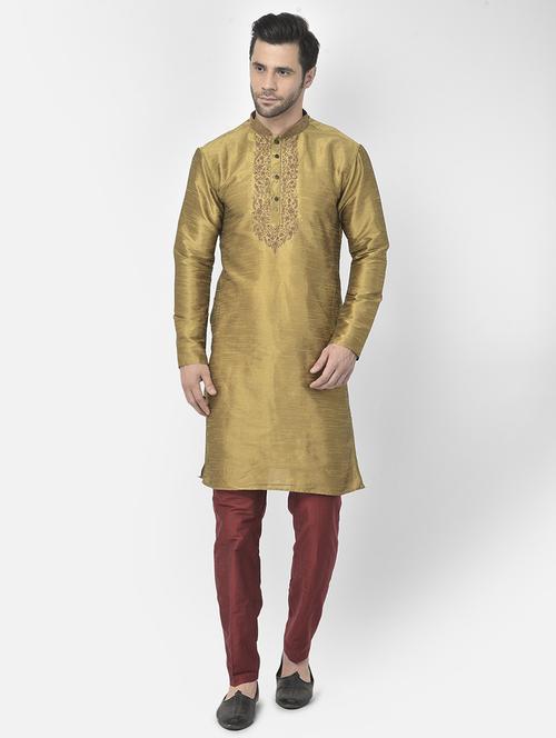 men embroidered kurta with trousers ethnic wear set - 21095424 - Very Small Image - 1