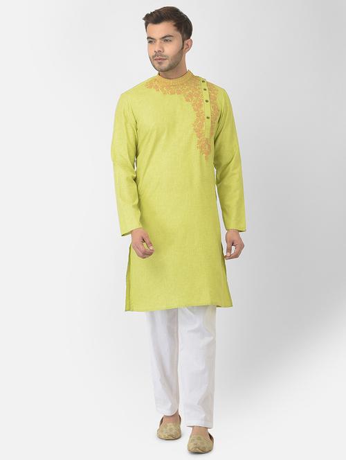 men embroidered mandarin neck kurta with trouser - 21095549 - Very Small Image - 1