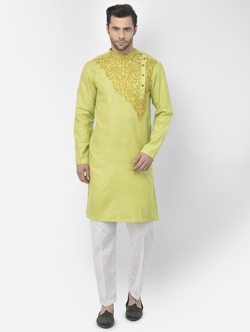 men long sleeves kurta trousers set - 21095633 - Very Small Image - 1