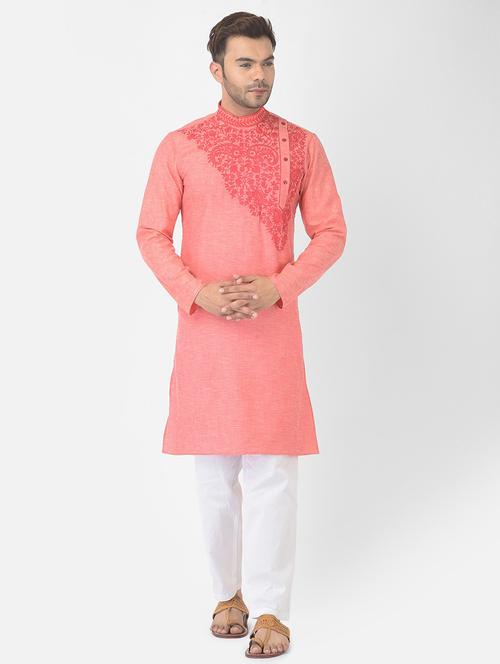 men embroidered kurta with trousers ethnic wear set - 21095640 - Very Small Image - 1