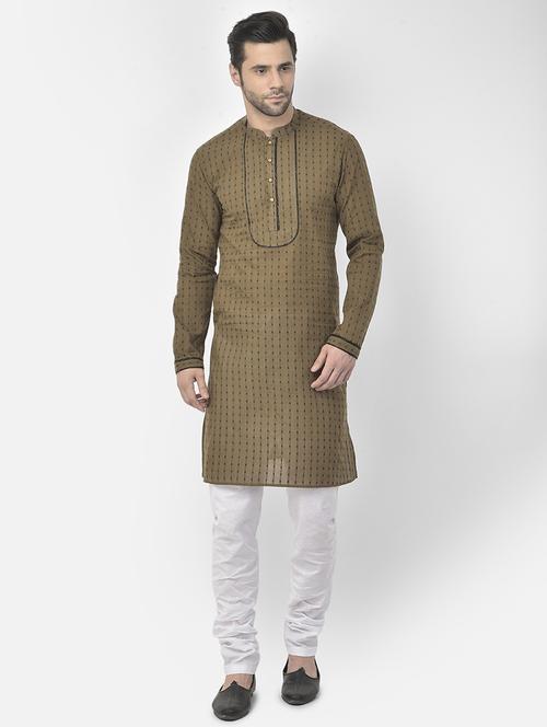 brown cotton kurta churidar ethnic wear set - 21095715 - Very Small Image - 1