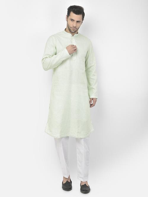men self-designed kurta with trousers ethnic wear set - 21095957 - Very Small Image - 1