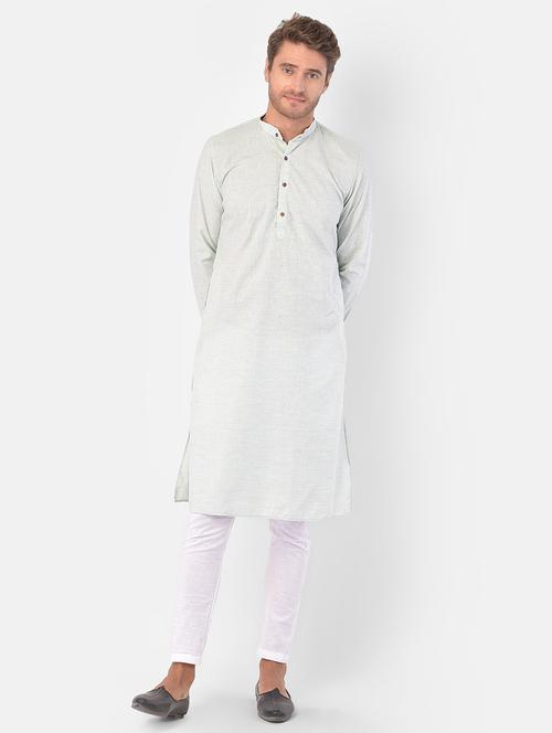 light green cotton kurta with trousers ethnic wear set - 21096035 - Very Small Image - 1