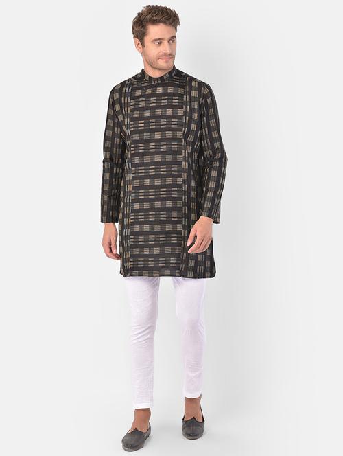 men self designed mandarin neck kurta with trouser - 21096050 - Very Small Image - 1
