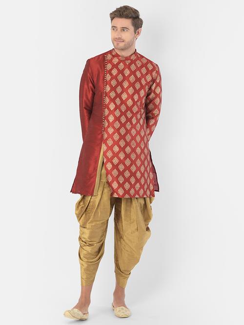 men long sleeves dhoti kurta set - 21096067 - Very Small Image - 1