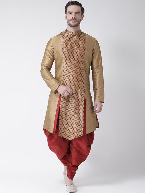men kurta with dhoti ethnic wear set - 21096256 - Very Small Image - 1