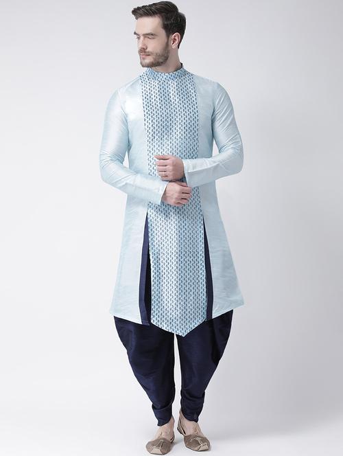 men long sleeve printed dhoti kurta ethnic wear set - 21096289 - Very Small Image - 1