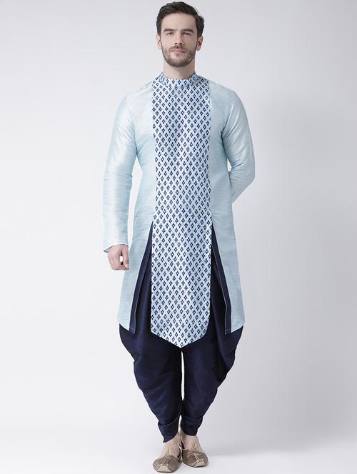men long sleeve printed dhoti kurta ethnic wear set - 21096304 - Very Small Image - 1