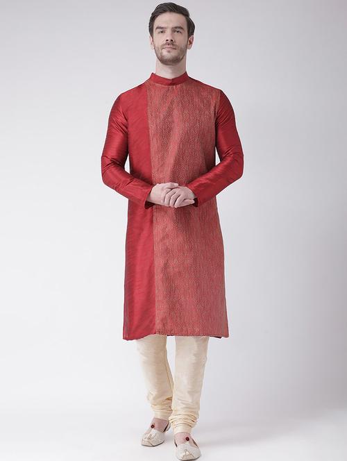 men long sleeve solid kurta churidar ethnic wear set - 21096532 - Very Small Image - 1