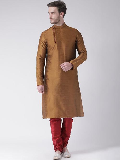 men silk kurta with trousers ethnic wear set - 21096560 - Very Small Image - 1