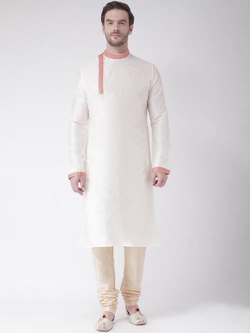 men long sleeve self-designed kurta churidar ethnic wear set - 21096655 - Very Small Image - 1