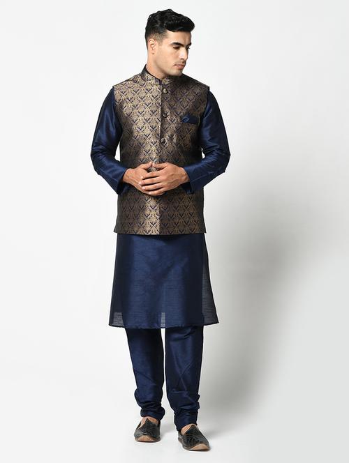 men mandarin neck kurta churidar with jacket - 21096991 - Very Small Image - 1