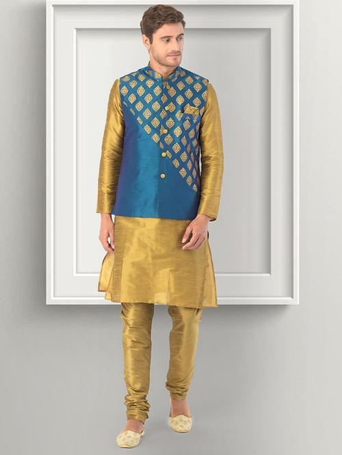 men mandarin neck kurta churidar with jacket - 21097051 - Very Small Image - 1