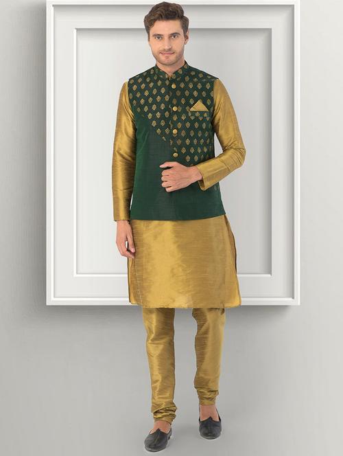 men mandarin neck kurta churidar with jacket - 21097055 - Very Small Image - 1
