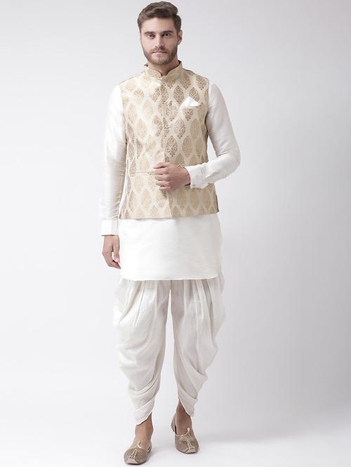 men mandarin neck kurta dhoti with jacket - 21097219 - Very Small Image - 1